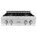 ZLINE 30-Inch Porcelain Gas Stovetop with 4 Gas Brass Burners and Griddle (RT-BR-GR-30)