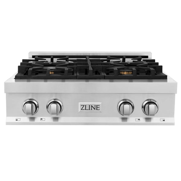 ZLINE 30-Inch Porcelain Gas Stovetop with 4 Gas Brass Burners (RT-BR-30)