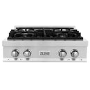 ZLINE 3-Piece Appliance Package - 30-Inch Rangetop, Over-the-Range Microwave Oven, and  Double Wall Oven in Stainless Steel  (3KP-RTOTRH30-AWD)