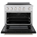 ZLINE 36-Inch 5.2 Cu. Ft. Paramount Induction Range with 5 Element Cooktop and Electric Convection Oven in Stainless Steel with Black Matte Door (SINR-BLM-36)