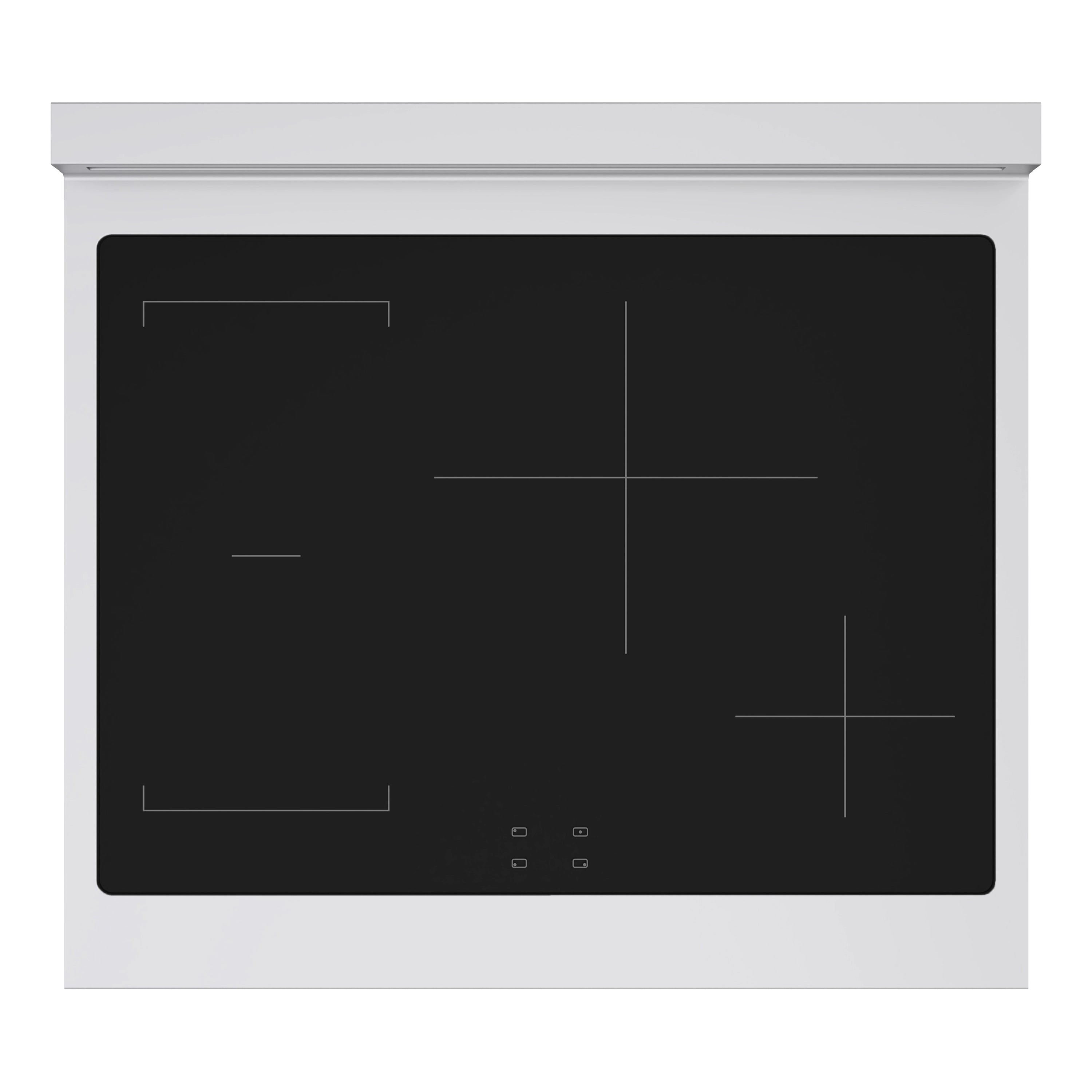 Built-in induction cooktop with black glass surface and touch control panel