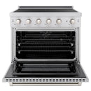 ZLINE 5-Piece Appliance Package - 36-Inch Paramount Induction Range, Wall Mount Range Hood, 36-Inch French Door Refrigerator, Dishwasher, and 30-Inch Microwave Drawer in Stainless Steel