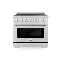 ZLINE 36-Inch, 5.2 Cu. Ft. Paramount Induction Range with 5 Element Cooktop and Electric Convection Oven in Stainless Steel (SINR36)