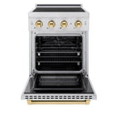 ZLINE Autograph Edition 24-Inch 3.2 Cu. Ft. Paramount Induction Range with 3 Element Cooktop and Electric Convection Oven in Stainless Steel with Polished Gold Accents (SINRZ-24-G)