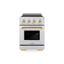 ZLINE Autograph Edition 24-Inch 3.2 Cu. Ft. Paramount Induction Range with 3 Element Cooktop and Electric Convection Oven in Stainless Steel with Polished Gold Accents (SINRZ-24-G)