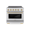 ZLINE Autograph Edition 36-Inch, 5.2 Cu. Ft. Paramount Induction Range with 5 Element Cooktop and Electric Convection Oven in Stainless Steel with Champagne Bronze Accents (SINRZ-36-CB)