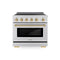 ZLINE Autograph Edition 36-Inch, 5.2 Cu. Ft. Paramount Induction Range with 5 Element Cooktop and Electric Convection Oven in Stainless Steel with Polished Gold Accents (SINRZ-36-G)