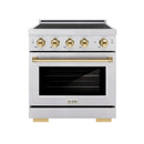 ZLINE 30-Inch, 4.2 Cu. Ft. Paramount Induction Range with 4 Element Cooktop and Electric Convection Oven in Stainless Steel with Polished Gold Accents (SINRZ-30-G)