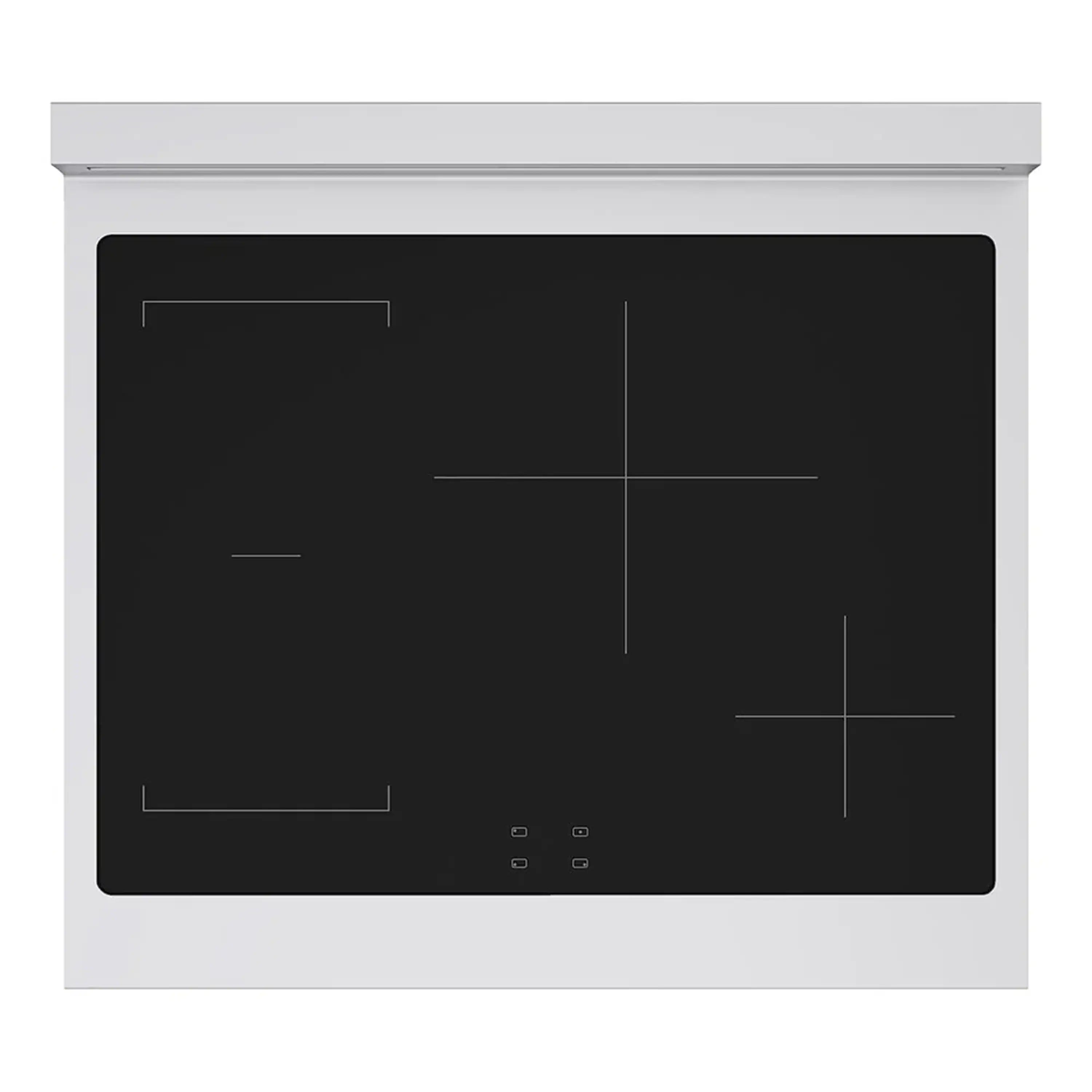 Induction cooktop glass with touch controls on a stainless range with gold trim