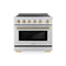 ZLINE Autograph Edition 36-Inch 5.2 Cu. Ft. Paramount Induction Range with 5 Element Cooktop and Electric Convection Oven in Stainless Steel with Champagne Bronze Helix Handle and Knob Accents (SINRZ-36-KCB)