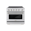 ZLINE Autograph Edition 36-Inch 5.2 Cu. Ft. Paramount Induction Range with 5 Element Cooktop and Electric Convection Oven in Stainless Steel with Polished Nickel Helix Handle and Knob Accents (SINRZ-36-KPN)