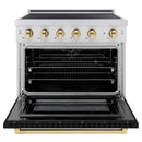ZLINE Autograph Edition 36-Inch 5.2 Cu. Ft. Paramount Induction Range with 5 Element Cooktop and Electric Convection Oven in Stainless Steel with Black Matte Door and Polished Gold Accents (SINRZ-BLM-36-G)