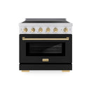 ZLINE Autograph Edition 36-Inch 5.2 Cu. Ft. Paramount Induction Range with 5 Element Cooktop and Electric Convection Oven in Stainless Steel with Black Matte Door and Polished Gold Accents (SINRZ-BLM-36-G)