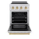 ZLINE Autograph Edition 24-Inch 3.2 Cu. Ft. Paramount Induction Range with 3 Element Cooktop and Electric Convection Oven in Stainless Steel with White Matte Door and Champagne Bronze Accents (SINRZ-WM-24-CB)