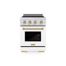 ZLINE Autograph Edition 24-Inch 3.2 Cu. Ft. Paramount Induction Range with 3 Element Cooktop and Electric Convection Oven in Stainless Steel with White Matte Door and Champagne Bronze Accents (SINRZ-WM-24-CB)