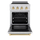ZLINE Autograph Edition 24-Inch 3.2 Cu. Ft. Paramount Induction Range with 3 Element Cooktop and Electric Convection Oven in Stainless Steel with White Matte Door and Polished Gold Accents (SINRZ-WM-24-G)