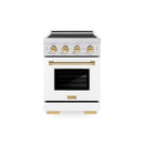 ZLINE Autograph Edition 24-Inch 3.2 Cu. Ft. Paramount Induction Range with 3 Element Cooktop and Electric Convection Oven in Stainless Steel with White Matte Door and Polished Gold Accents (SINRZ-WM-24-G)