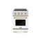 ZLINE Autograph Edition 24-Inch 3.2 Cu. Ft. Paramount Induction Range with 3 Element Cooktop and Electric Convection Oven in Stainless Steel with White Matte Door and Polished Gold Accents (SINRZ-WM-24-G)