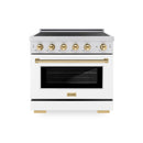 ZLINE Autograph Edition 36-Inch 5.2 Cu. Ft. Paramount Induction Range with 5 Element Cooktop and Electric Convection Oven in Stainless Steel with White Matte Door and Polished Gold Accents (SINRZ-WM-36-G)