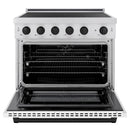 ZLINE Autograph Edition 36 in. 5.2 cu. ft. Paramount Induction Range with 5 Element Cooktop and Electric Convection Oven in Stainless Steel with White Matte Door and Matte Black Accents (SINRZ-WM-36-MB)