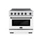 ZLINE Autograph Edition 36 in. 5.2 cu. ft. Paramount Induction Range with 5 Element Cooktop and Electric Convection Oven in Stainless Steel with White Matte Door and Matte Black Accents (SINRZ-WM-36-MB)