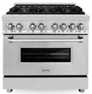 ZLINE 36-inch Legacy Series Dual Fuel Range with 6 Gas Brass Burners and Electric Oven in Stainless Steel (RA-BR-36)
