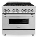 ZLINE 36-inch Legacy Series Dual Fuel Range with 6 Gas Brass Burners, Griddle, and 4.6 Cu. Ft. Electric Oven in Stainless Steel (RA-BR-GR-36)