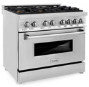 ZLINE 36-inch Legacy Series Dual Fuel Range with 6 Gas Brass Burners and Electric Oven in Stainless Steel (RA-BR-36)