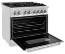 ZLINE 36-inch Legacy Series Dual Fuel Range with 6 Gas Brass Burners and Electric Oven in Stainless Steel (RA-BR-36)