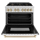 ZLINE Legacy Series Autograph Edition 36-inch Dual Fuel Range with Gas Stove and 4.6 Cu. Ft. Electric Oven in Fingerprint Resistant Satin Stainless Steel with Gold Accents (RASZ-SN-36-G)