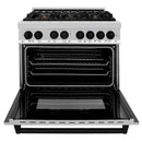 ZLINE 4-Piece Appliance Package - 36-Inch Legacy Autograph Dual Fuel Range, Wall Mount Range Hood, 36-Inch French Door Refrigerator with Water Dispenser, Dishwasher, in Stainless Steel with Matte Black Accents