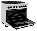 ZLINE 5-Piece Appliance Package - 36-Inch Legacy Autograph Dual Fuel Range, Wall Mount Range Hood, 36-Inch French Door Refrigerator, Dishwasher, and 30-Inch Microwave Drawer in Stainless Steel with Matte Black Accents