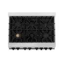 ZLINE Legacy Series Autograph Edition 36-inch Dual Fuel Range with Gas Stove and 4.6 Cu. Ft. Electric Oven in Stainless Steel with White Matte Door and Matte Black Accents (RAZ-WM-36-MB)