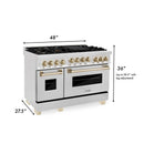 ZLINE 48-Inch Autograph Edition Kitchen Package - Dual Fuel Range, Wall Mount Range Hood and Dishwasher in Satin Stainless Steel with Gold Accents (3AKPR-RASRHDWM48-G)