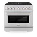 ZLINE 3-Piece Appliance Package - 36-Inch Paramount Dual Fuel Range, 36-Inch French Door Refrigerator, Dishwasher, in Stainless Steel