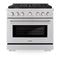 ZLINE 36-Inch 5.2 cu. ft. Paramount Dual Fuel Range with 6 Burner Gas Cooktop and Electric Convection Oven in Stainless Steel (SDR36)