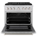 ZLINE 3-Piece Appliance Package - 36-Inch Paramount Gas Range, 36-Inch French Door Refrigerator, Dishwasher, in Stainless Steel