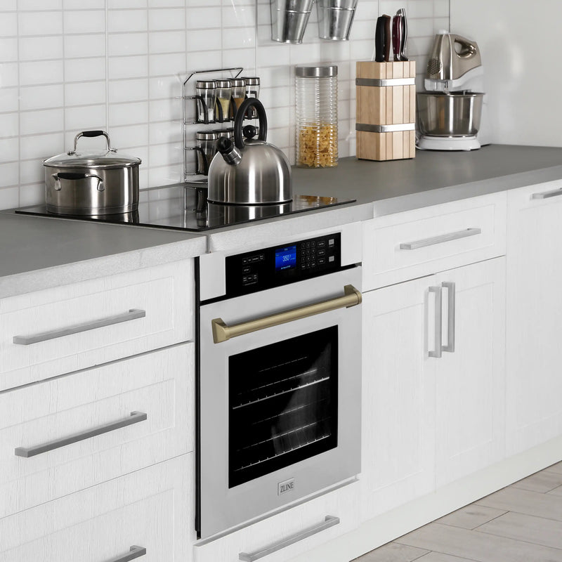 ZLINE 30-Inch Autograph Edition Single Wall Oven with Self Clean and True Convection in Stainless Steel and Champagne Bronze (AWSZ-30-CB)