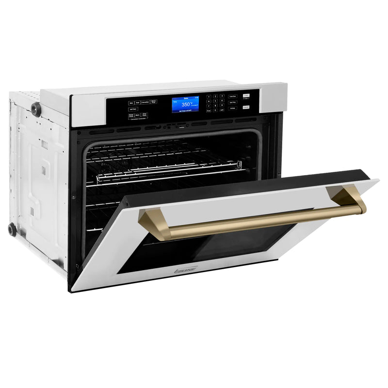 ZLINE 30-Inch Autograph Edition Single Wall Oven with Self Clean and True Convection in Stainless Steel and Champagne Bronze (AWSZ-30-CB)
