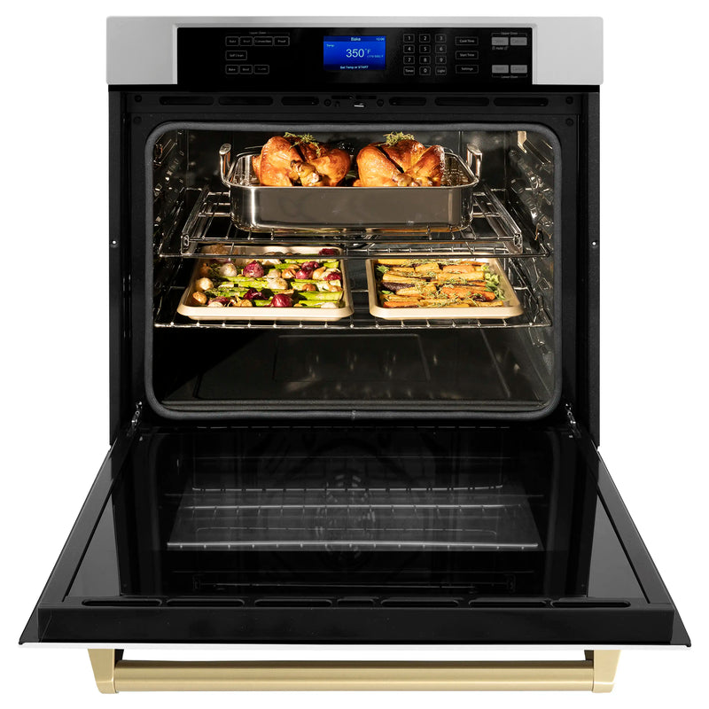 ZLINE 30-Inch Autograph Edition Single Wall Oven with Self Clean and True Convection in Stainless Steel and Matte Black (AWSZ-30-MB)