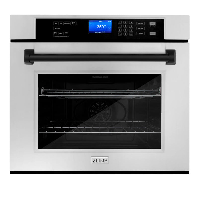 ZLINE 30-Inch Autograph Edition Single Wall Oven with Self Clean and True Convection in Stainless Steel and Matte Black (AWSZ-30-MB)
