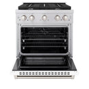 ZLINE 30-Inch 4.2 cu. ft. Paramount Dual Fuel Range with 4 Burner Gas Cooktop and Electric Convection Oven in Stainless Steel with White Matte Door (SDR-WM-30)