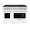 ZLINE 48-Inch 6.7 cu. ft. Paramount Double Oven Dual Fuel Range with 8 Burner Gas Cooktop in Stainless Steel with White Matte Doors (SDR-WM-48)