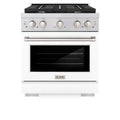 ZLINE 30-Inch Paramount Gas Range with 4 Burner and 4.2 cu. ft. Convection Gas Oven in Stainless Steel with White Matte Door (SGR-WM-30)