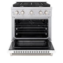 ZLINE 2-Piece Appliance Package - 30-inch Gas Range with White Matte Door and Convertible Vent Range Hood in Stainless Steel (2KP-SGRWMRH30)