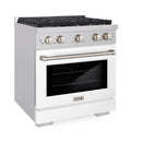 ZLINE 30-Inch Paramount Gas Range with 4 Burner and 4.2 cu. ft. Convection Gas Oven in Stainless Steel with White Matte Door (SGR-WM-30)
