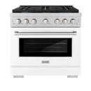 ZLINE 36-Inch Paramount Gas Range with 6 Burner and Convection Gas Oven in Stainless Steel with White Matte Door (SGR-WM-36)