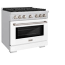 ZLINE 36-Inch Paramount Gas Range with 6 Burner and Convection Gas Oven in Stainless Steel with White Matte Door (SGR-WM-36)