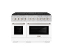 ZLINE 2-Piece Appliance Package - 48-inch Gas Range in Stainless and White Matte Door, and Convertible Vent Range Hood (2KP-SGRWMRH48)