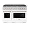 ZLINE 48-Inch Gas Range with 8 Gas Burners and 6.7 cu. ft. Gas Double Oven in Stainless Steel with White Matte Doors (SGR-WM-48)